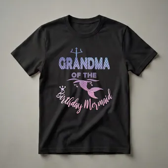 Grandma Of The Birthday Mermaid Family Matching T-Shirt