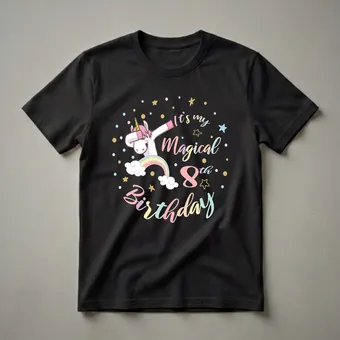 Magical 8th Birthday Dabbing Unicorn T-Shirt for Girls
