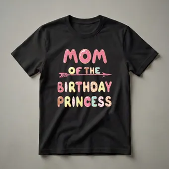 Mom Of The Birthday Princess Donut Graphic T-Shirt for Family Matching