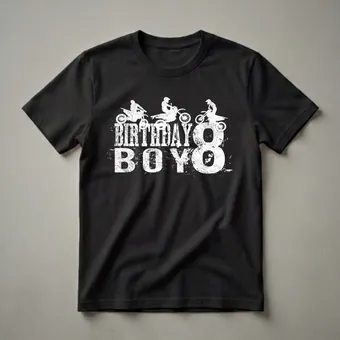 8th Birthday Boy Dirt Bike Graphic T-Shirt for Motocross Fans