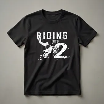 Riding Into 2 Years Old Dirt Bike Birthday T-Shirt for Boys