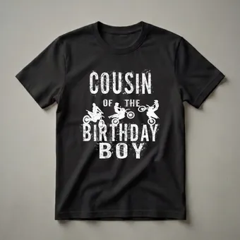 Cousin of the Birthday Boy Dirt Bike Graphic T-Shirt