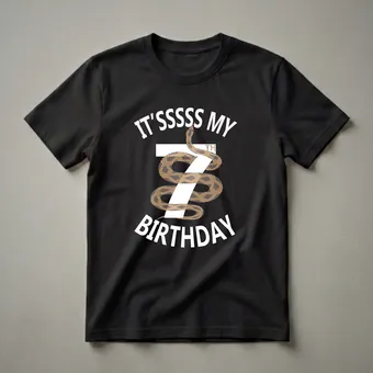 It's My 7th Birthday Snake Graphic T-Shirt for Boys and Girls