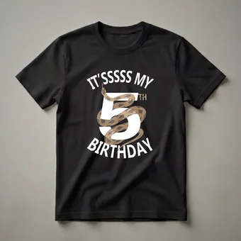 It's My 5th Birthday Snake Graphic T-Shirt for Kids