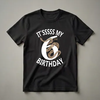 It's My 6th Birthday Snake Graphic T-Shirt for Kids