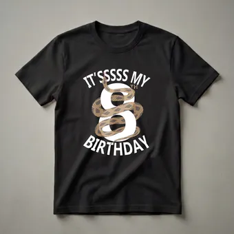 It's My 8th Birthday Snake Graphic T-Shirt for Boys and Girls
