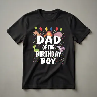 Dad Of The Birthday Boy Dinosaur Theme T-Shirt for Boys' Parties