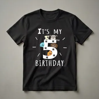 It's My 5th Birthday Puppy Dog Lover Graphic T-Shirt for Kids