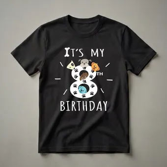 It's My 8th Birthday Dog Lover Graphic T-Shirt for Kids