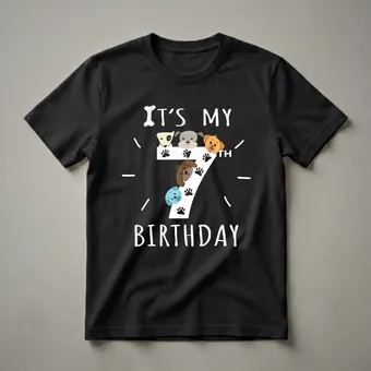 It's My 7th Birthday Puppy Dog Lover Graphic T-Shirt for Kids