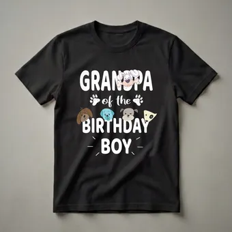 Grandpa of the Birthday Boy Dog Lover Graphic T-Shirt