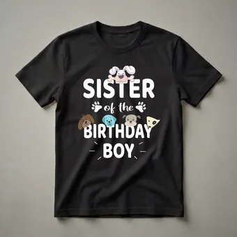Sister of the Birthday Boy Dog Lover Puppy Theme T-Shirt