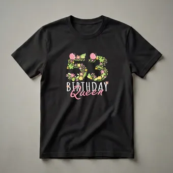 53rd Birthday Queen Floral Graphic T-Shirt for Women Turning 53