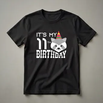 It's My 11th Birthday Raccoon Graphic T-Shirt for Kids