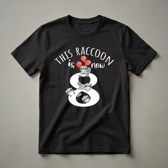 This Raccoon Is Now 8 Years Old Birthday Graphic T-Shirt for Kids
