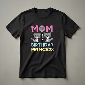 Mom Of The Birthday Princess Raccoon Graphic T-Shirt