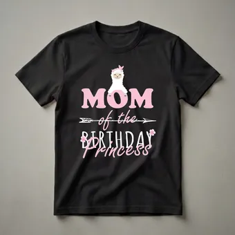 Mom Of The Birthday Princess Llama Graphic T-Shirt