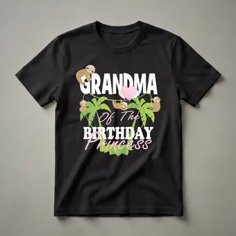 Grandma Of The Birthday Princess Sloth Graphic T-Shirt