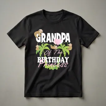 Grandpa Of The Birthday Princess Sloth Graphic T-Shirt