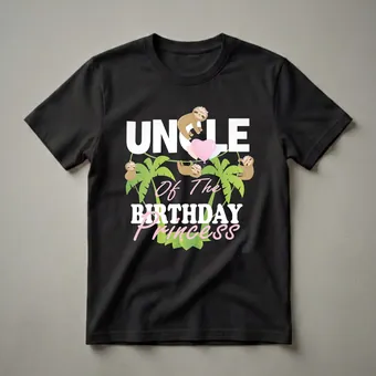 Uncle Of The Birthday Princess Sloth Graphic T-Shirt for Family