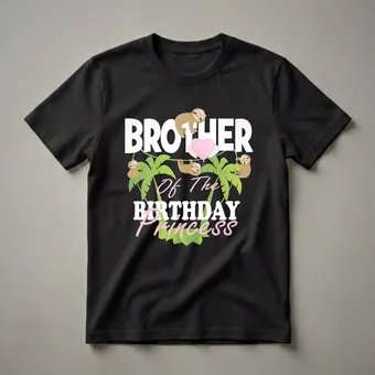Brother of the Birthday Princess Sloth Graphic T-Shirt for Boys