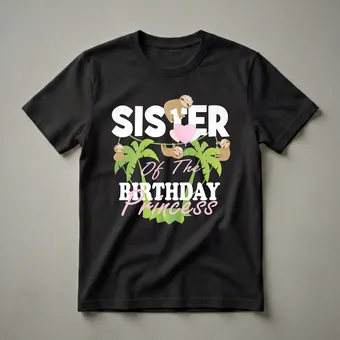 Sister of the Birthday Princess Sloth Graphic T-Shirt