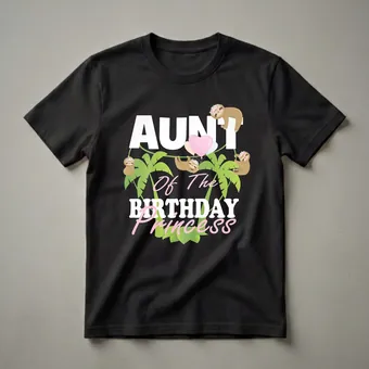Aunt Of The Birthday Princess Sloth Graphic T-Shirt for Women