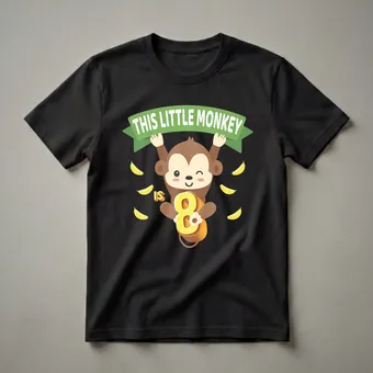 This Little Monkey Is 8 Years Old Birthday T-Shirt for Kids