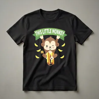 This Little Monkey Is 11 Years Old Birthday T-Shirt for Kids