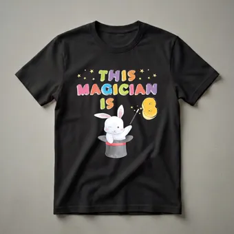 8 Year Old Magician Birthday Rabbit Graphic T-Shirt for Kids
