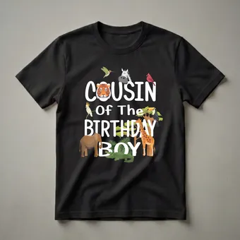 Cousin Of The Birthday Boy Zoo Theme Graphic T-Shirt