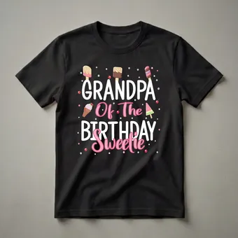 Grandpa Of The Birthday Sweetie Ice Cream Graphic T-Shirt