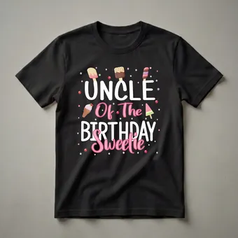 Uncle Of The Birthday Sweetie Ice Cream Graphic T-Shirt