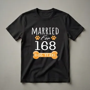 24th Anniversary Married For 168 Dog Years Funny Couple's Shirt