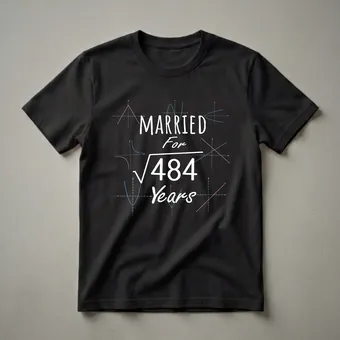 22nd Anniversary Math Shirt Married Square Root of 484 Years