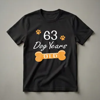 63 Dog Years Old Funny 9th Birthday Dog Lover T-Shirt