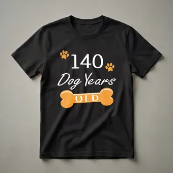 140 Dog Years Old Funny 20th Birthday Dog Lover T-Shirt