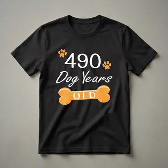 490 Dog Years Old Funny 70th Birthday Dog Lover T-Shirt