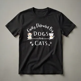 Easily Distracted By Dogs And Cats Graphic T-Shirt for Pet Lovers