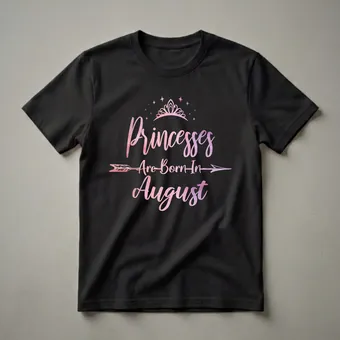 August Birthday Princess Watercolor Graphic T-Shirt for Girls