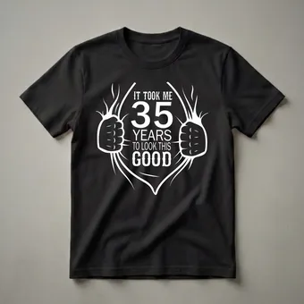 35th Birthday Gift T-Shirt: It Took Me 35 Years To Look This Good