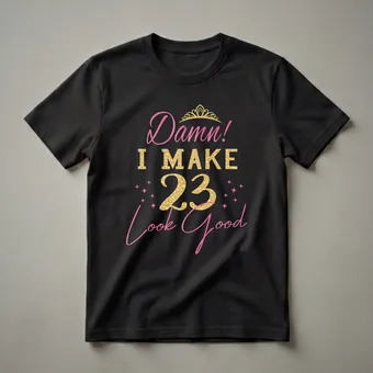 Damn I Make 23 Look Good Birthday Queen Graphic T-Shirt
