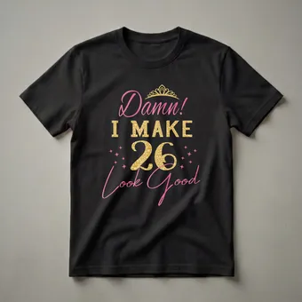 Damn I Make 26 Look Good 26th Birthday Queen T-Shirt