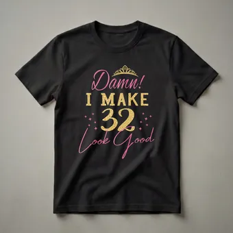 Damn I Make 32 Look Good 32nd Birthday Queen T-Shirt