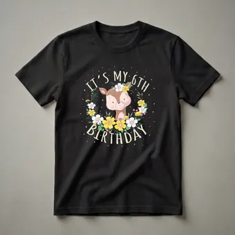 It's My 6th Birthday Deer Princess Graphic T-Shirt for Girls