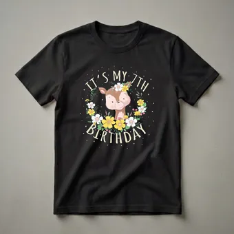 It's My 7th Birthday Deer Princess Graphic T-Shirt for Girls