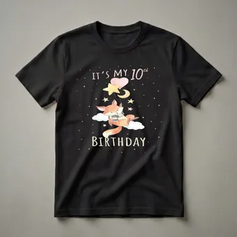 It's My 10th Birthday Fox Princess Graphic T-Shirt for Girls
