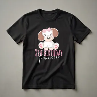 8th Birthday Princess Dog Lover Graphic T-Shirt for Girls