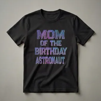 Mom Of The Birthday Astronaut Boy Space Theme Distressed T-Shirt