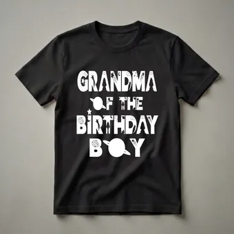 Grandma of the Birthday Astronaut Boy and Girl Space Theme T-Shirt